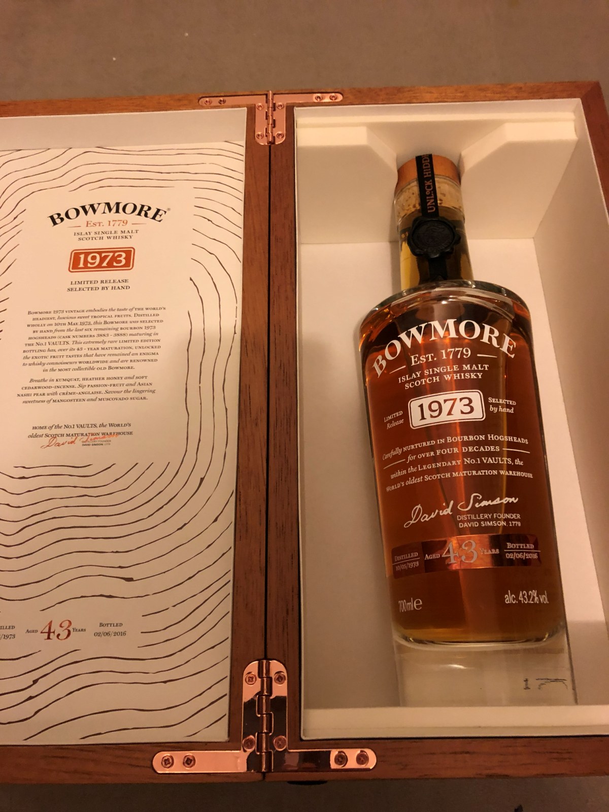 Bowmore 1973 43 Jahre